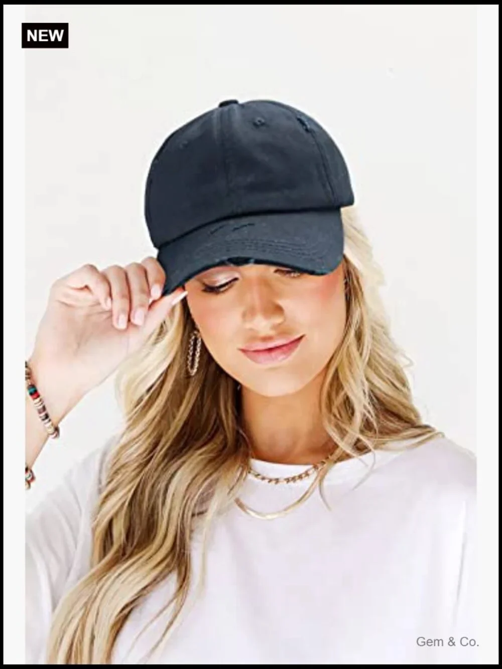 Distressed Washed High Ponytail Baseball Cap Adjustable Outdoor Hat